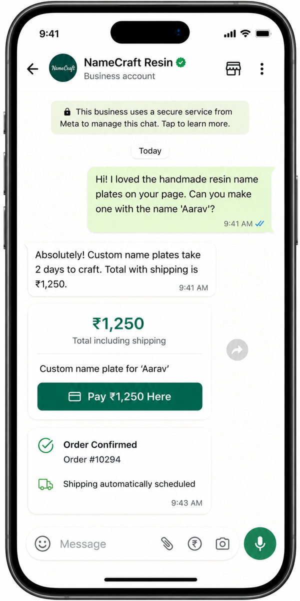 Behaf WhatsApp Store Checkout Mockup